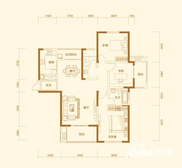 万众e家普通住宅129.4㎡户型图