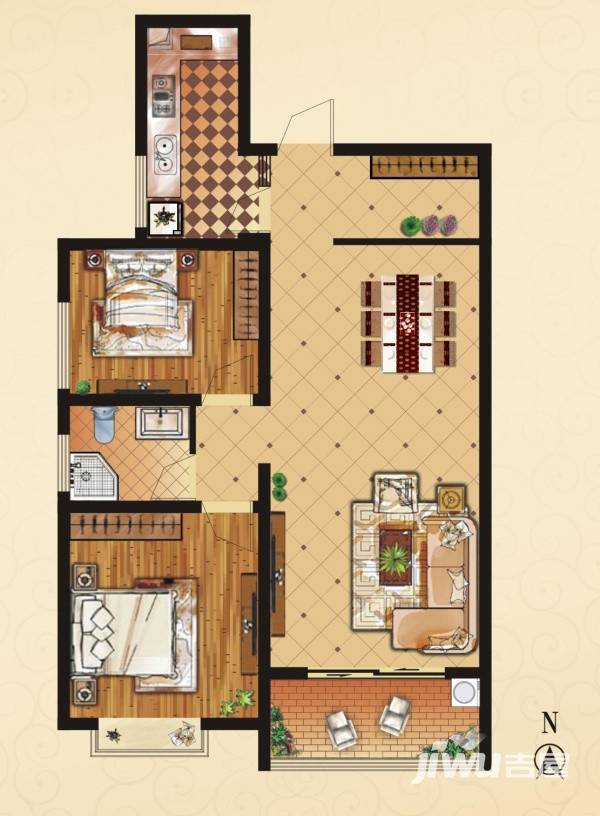 孟津红太阳花园普通住宅96㎡户型图