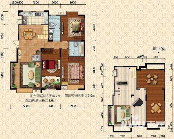 凌宇犀地3室2厅2卫147㎡户型图