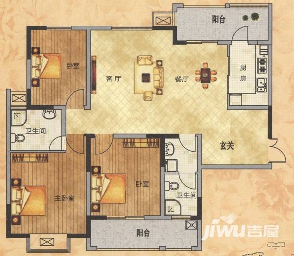 东方今典观澜3室2厅2卫143.9㎡户型图