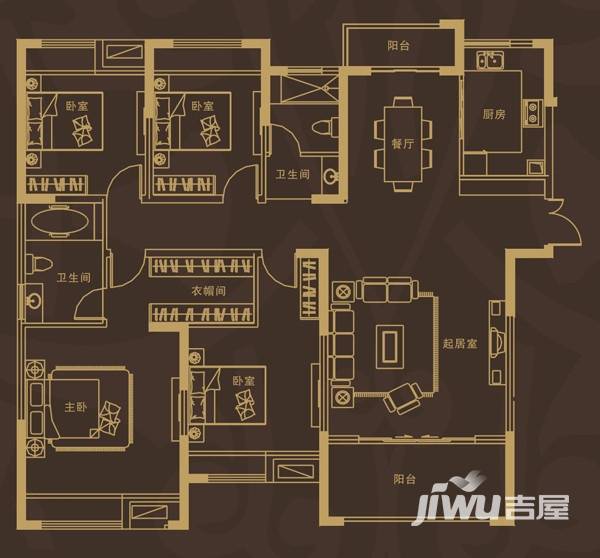 绿都塞纳春天4室2厅2卫178.8㎡户型图