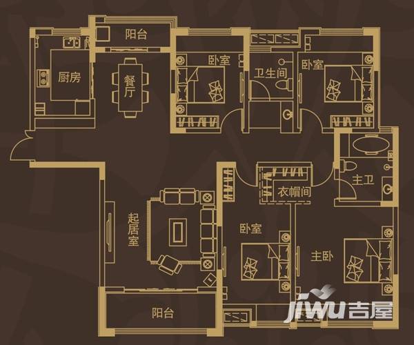 绿都塞纳春天4室2厅2卫177.8㎡户型图