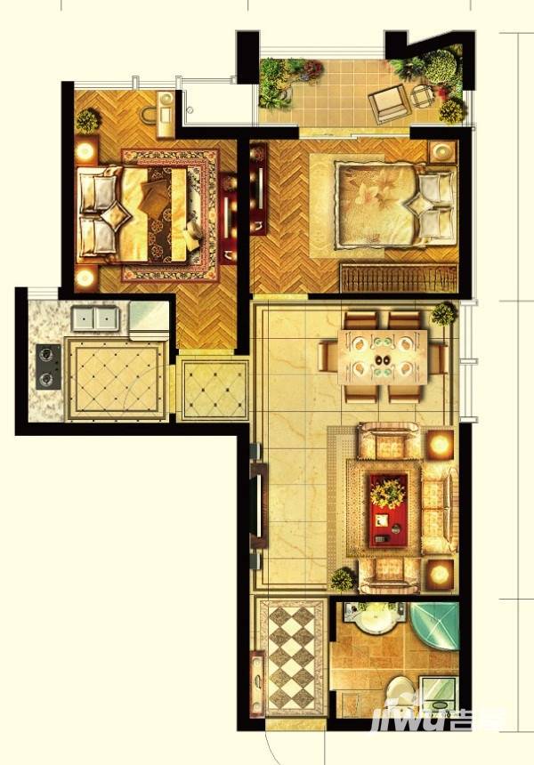 洛阳升龙广场普通住宅63㎡户型图