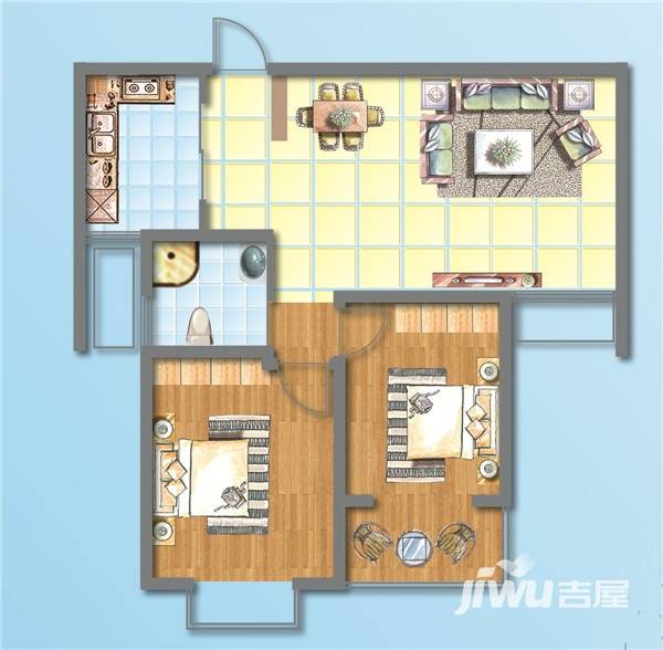 天泽瀛桥水苑2室2厅1卫户型图