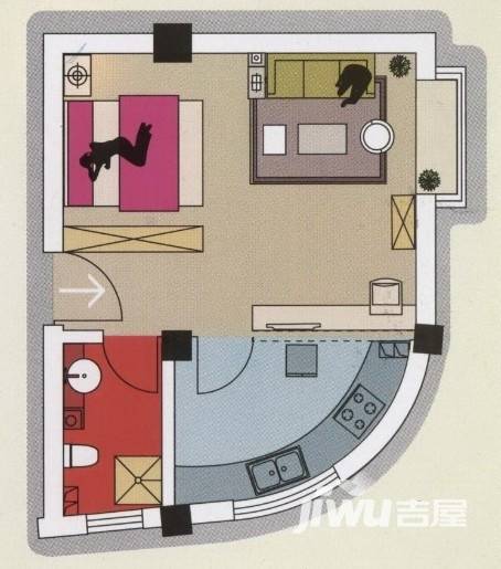 山水富地普通住宅38.6㎡户型图