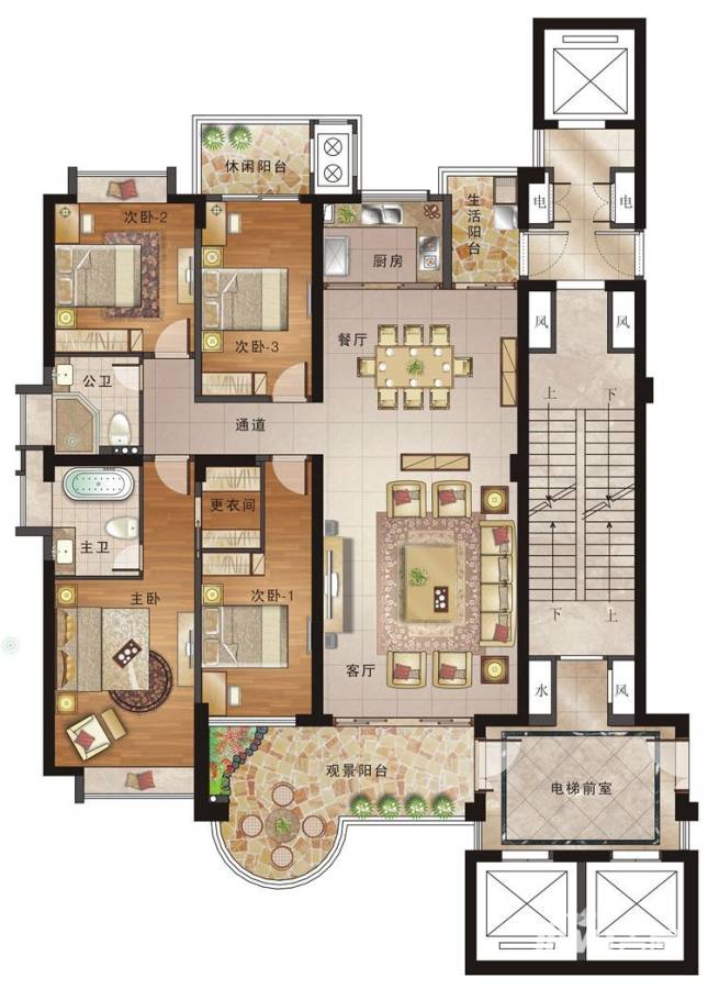 观海居普通住宅196㎡户型图