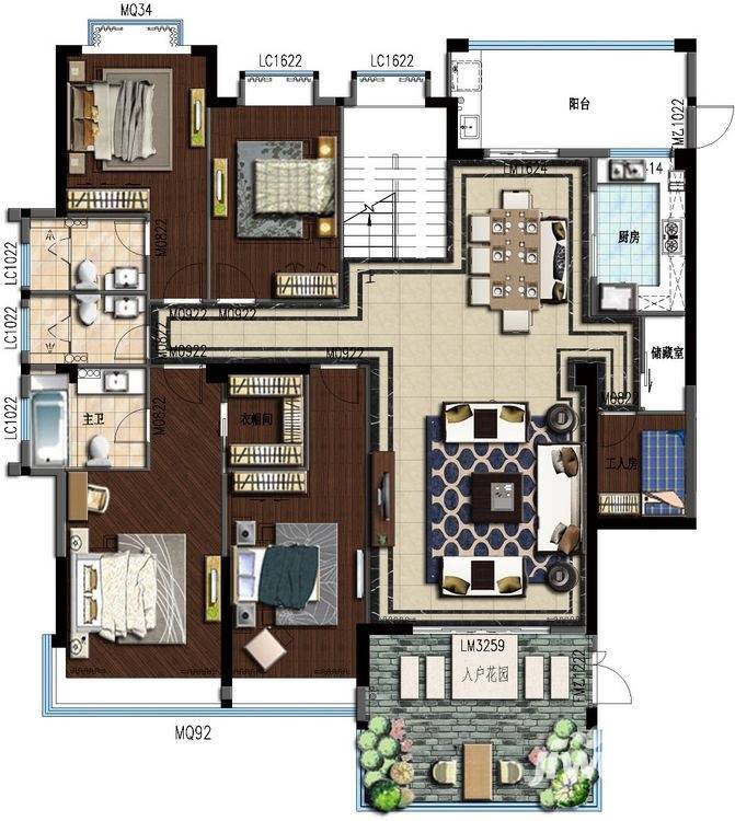 山海豪庭5室2厅3卫393㎡户型图