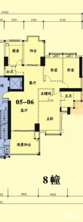 星湖豪景3室2厅2卫170㎡户型图