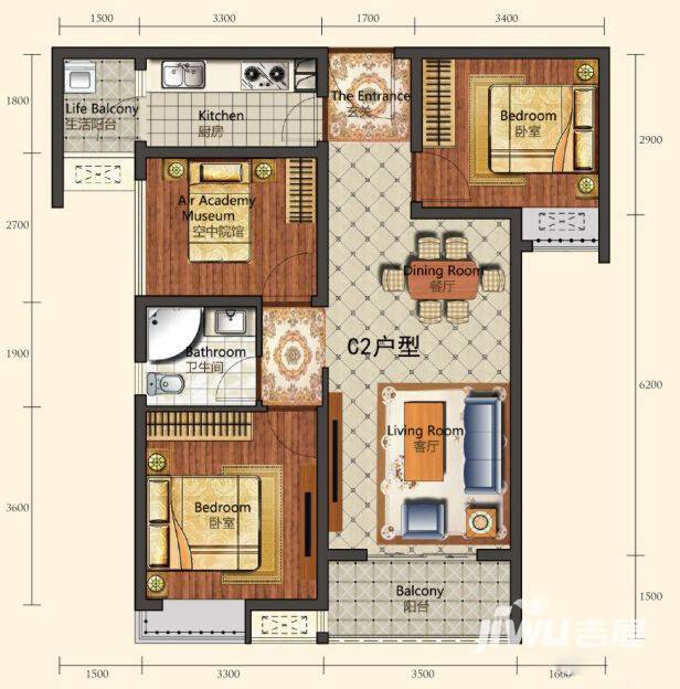 城中半岛普通住宅87㎡户型图