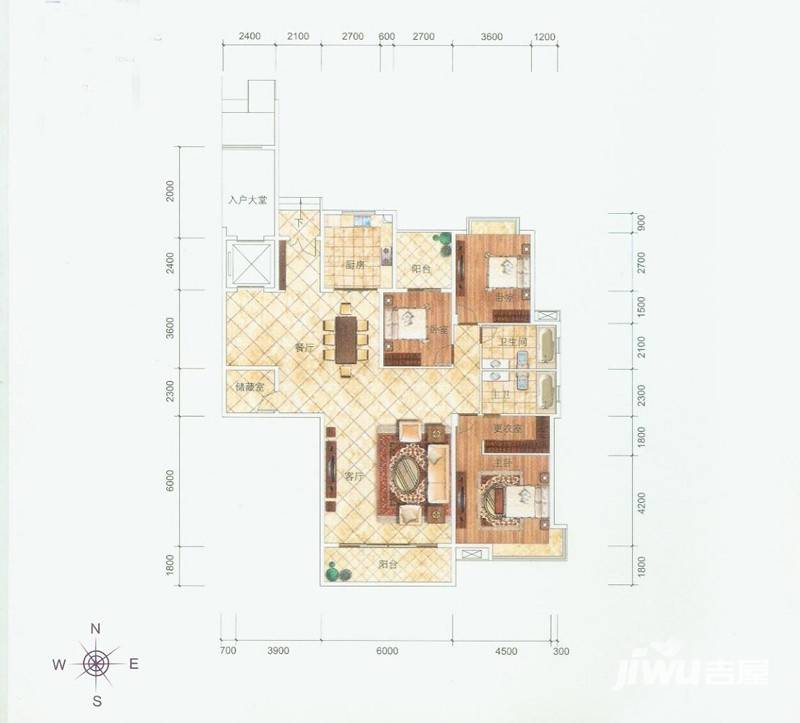 靓都公馆3室2厅2卫户型图