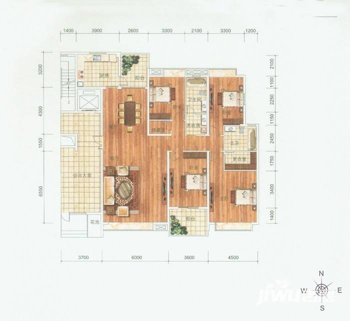 靓都公馆4室2厅2卫户型图