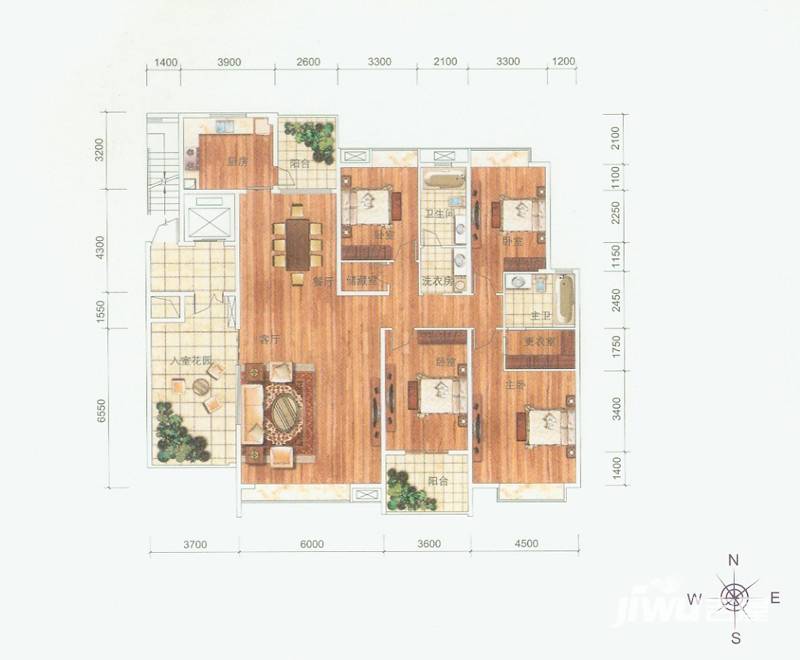 靓都公馆4室2厅2卫户型图