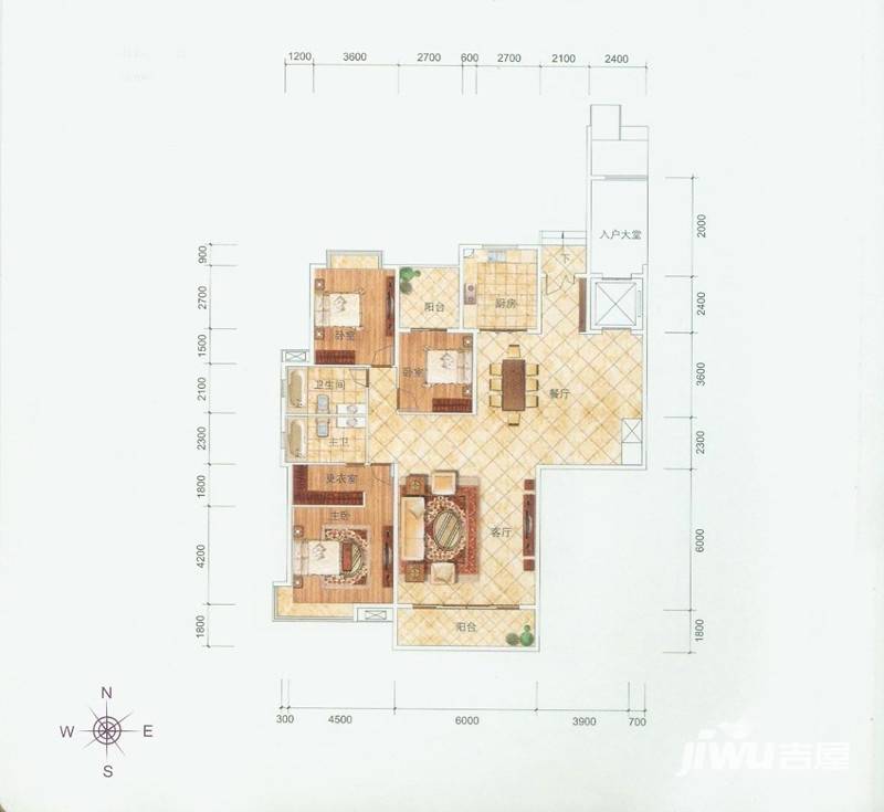 靓都公馆3室2厅2卫户型图