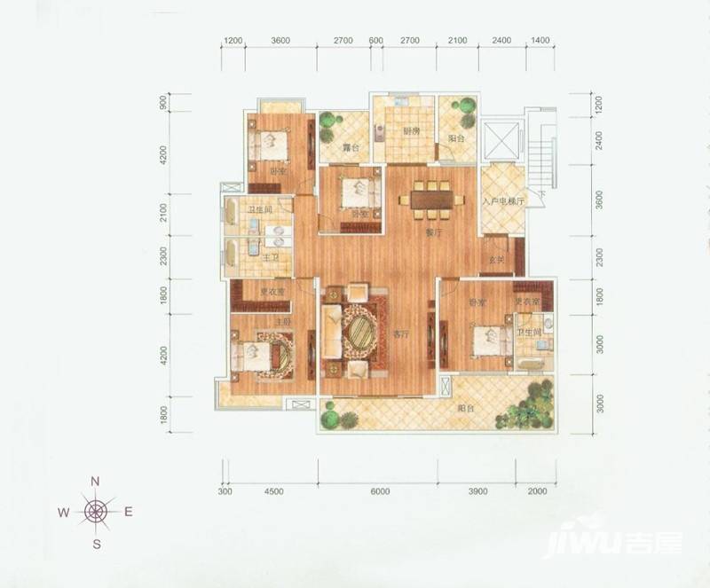 靓都公馆4室2厅3卫户型图