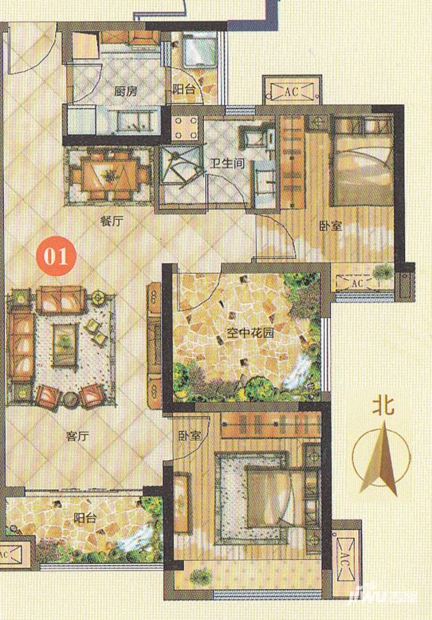 绿地香树花园普通住宅83㎡户型图