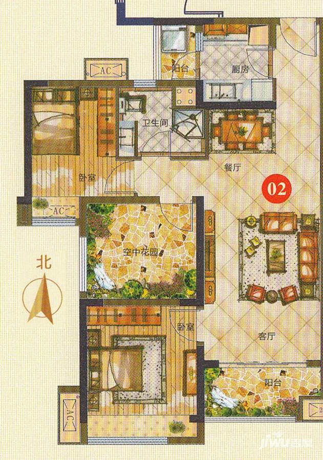 绿地香树花园普通住宅83㎡户型图