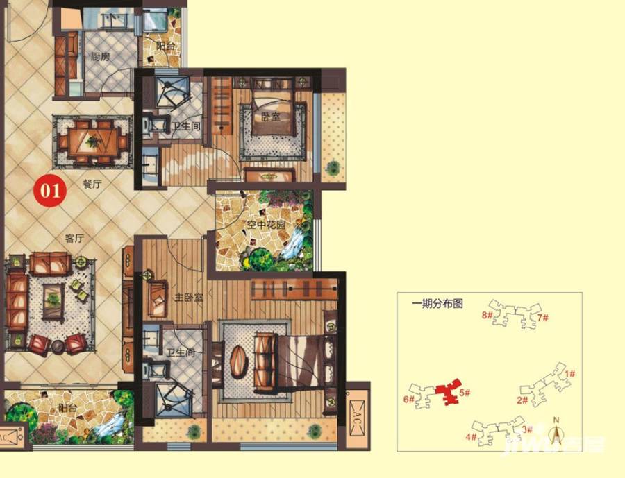 绿地香树花园普通住宅91㎡户型图