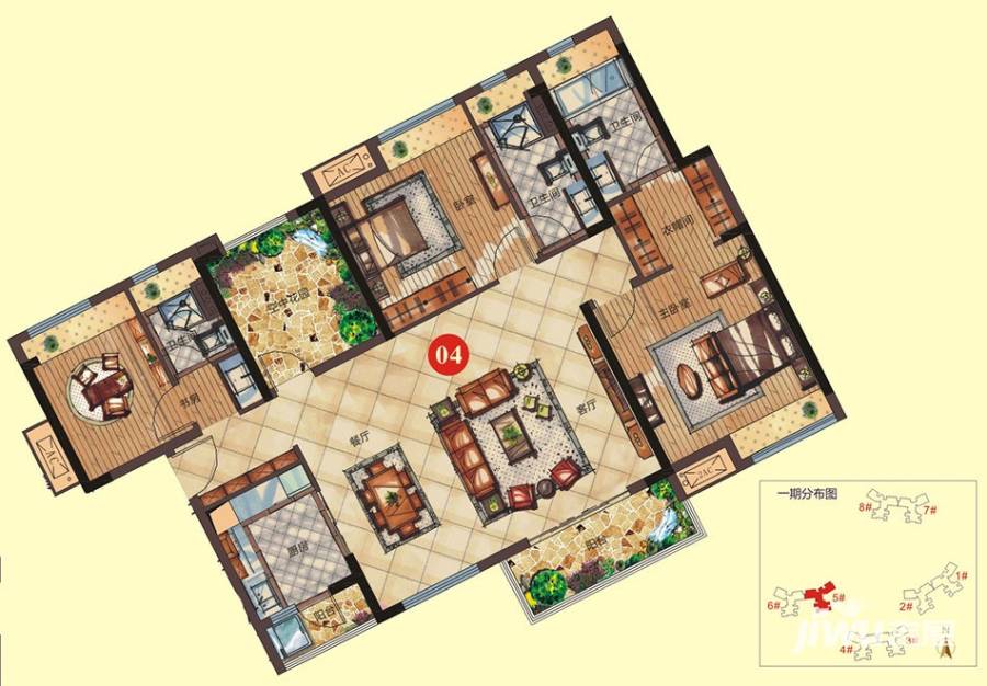 绿地香树花园4室2厅3卫140㎡户型图