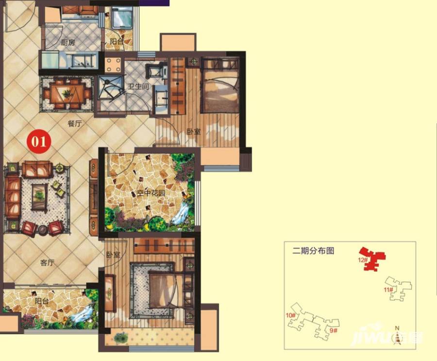 绿地香树花园普通住宅84㎡户型图