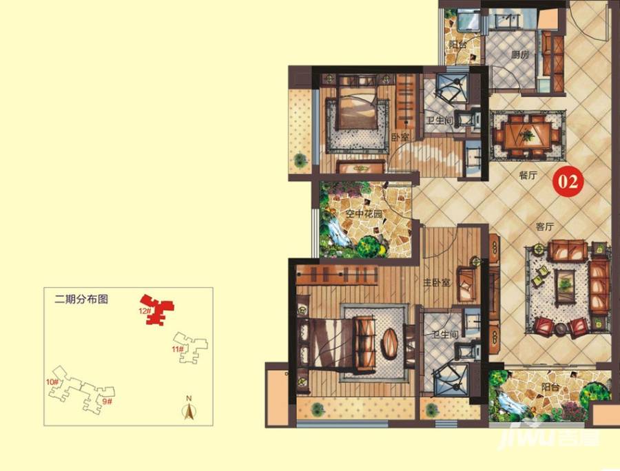 绿地香树花园普通住宅90㎡户型图