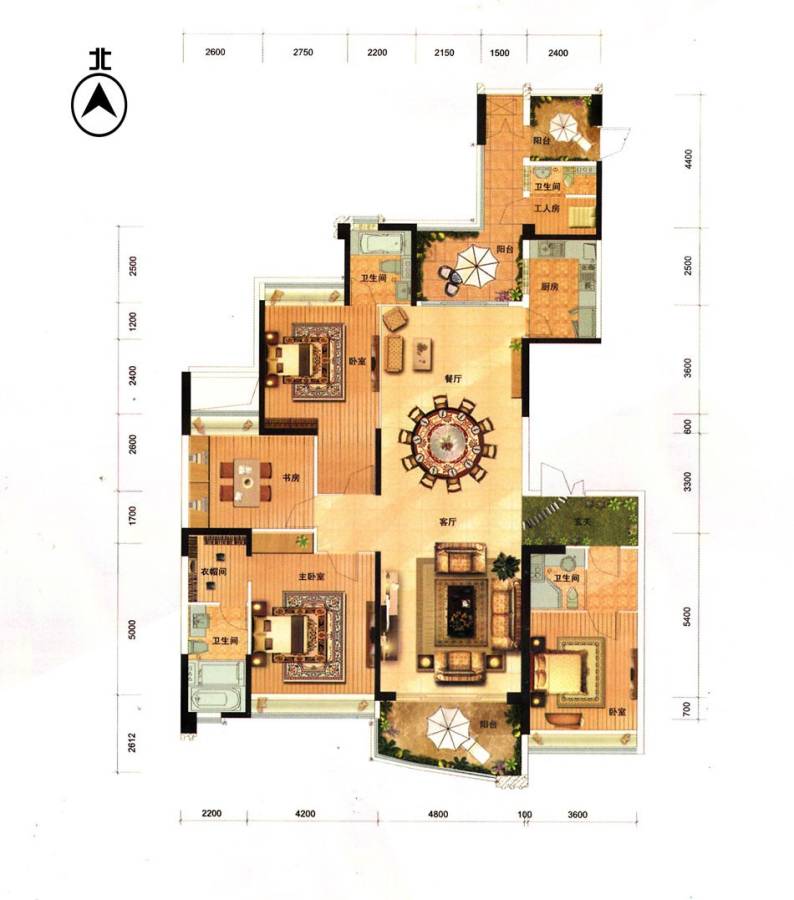 乐从雅居乐花园5室2厅4卫户型图