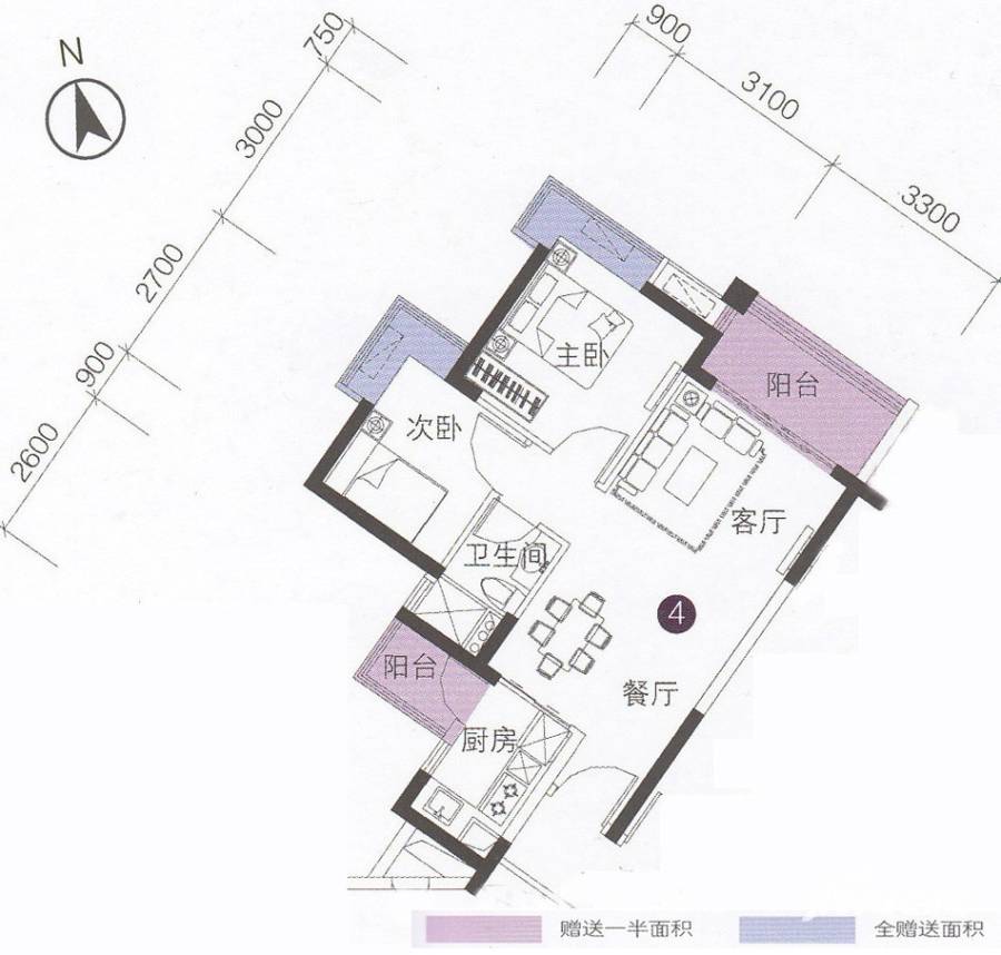 上林苑普通住宅64.8㎡户型图