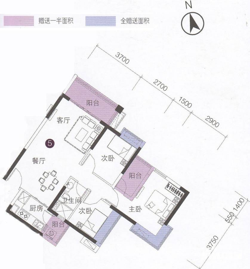 上林苑普通住宅89.8㎡户型图