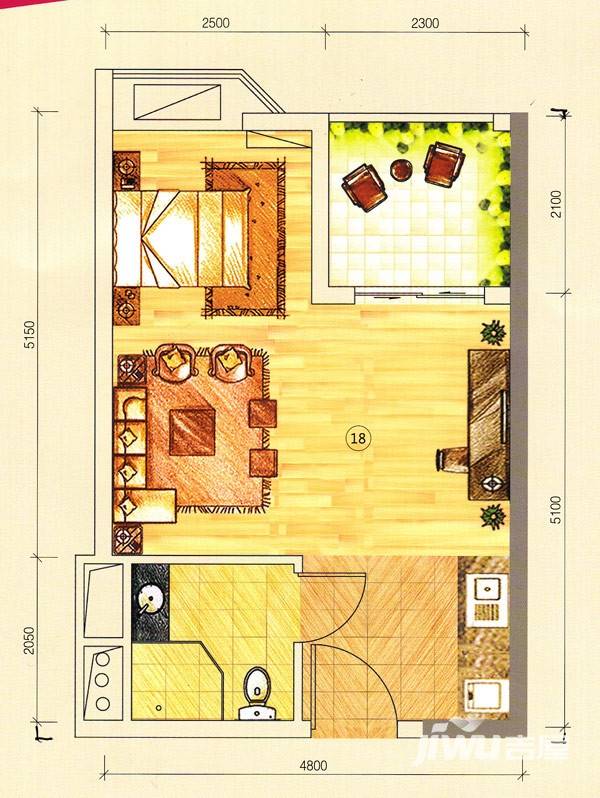 上林苑普通住宅40㎡户型图