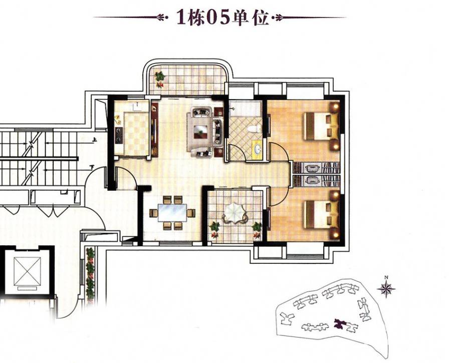 景裕嘉园户型图 1栋 05,08单元 89㎡