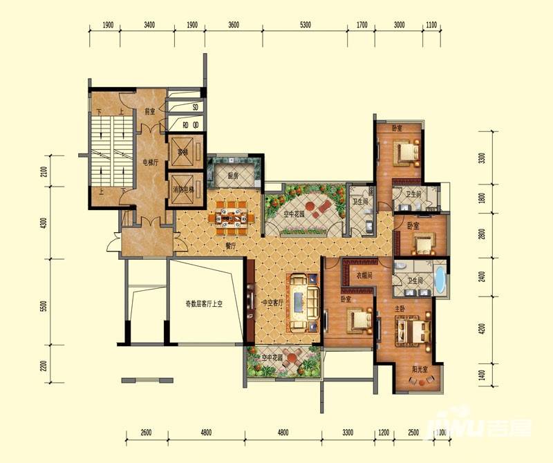 十里方圆3室2厅3卫193㎡户型图