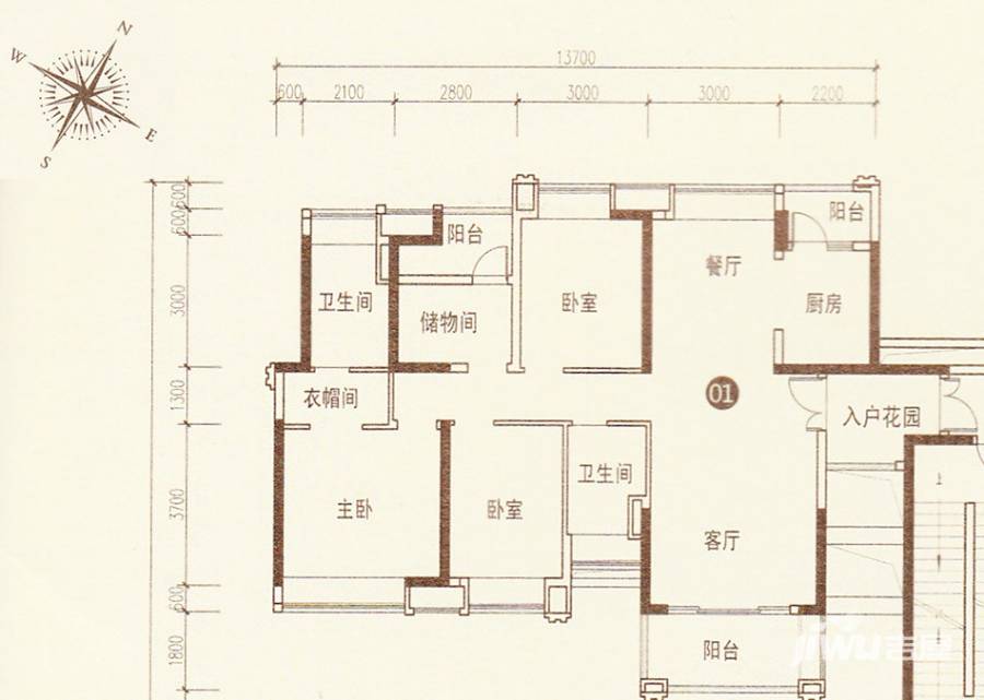 保利中环广场4室2厅2卫141㎡户型图