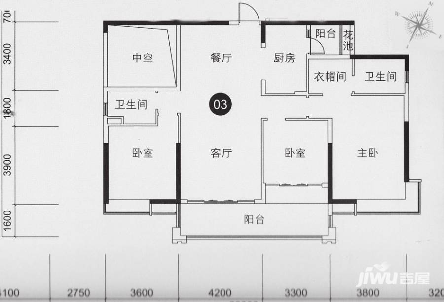 保利中环广场4室2厅2卫143㎡户型图