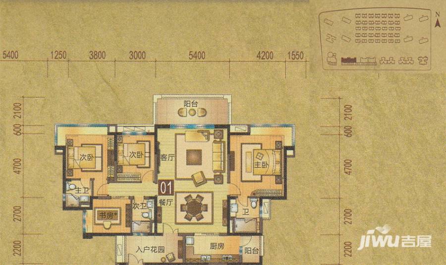 容桂碧桂园4室2厅3卫162.9㎡户型图