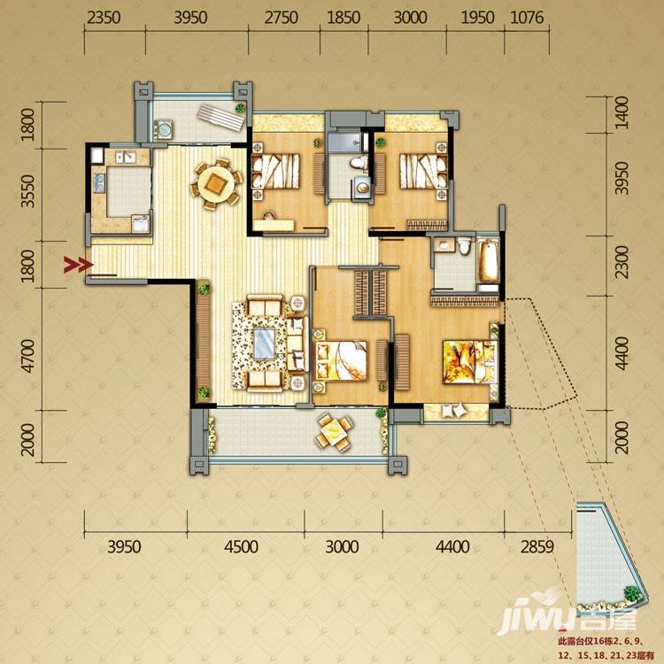 保利上城4室2厅2卫173㎡户型图