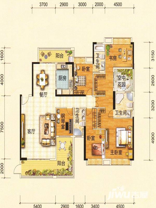 保利上城5室2厅3卫258㎡户型图