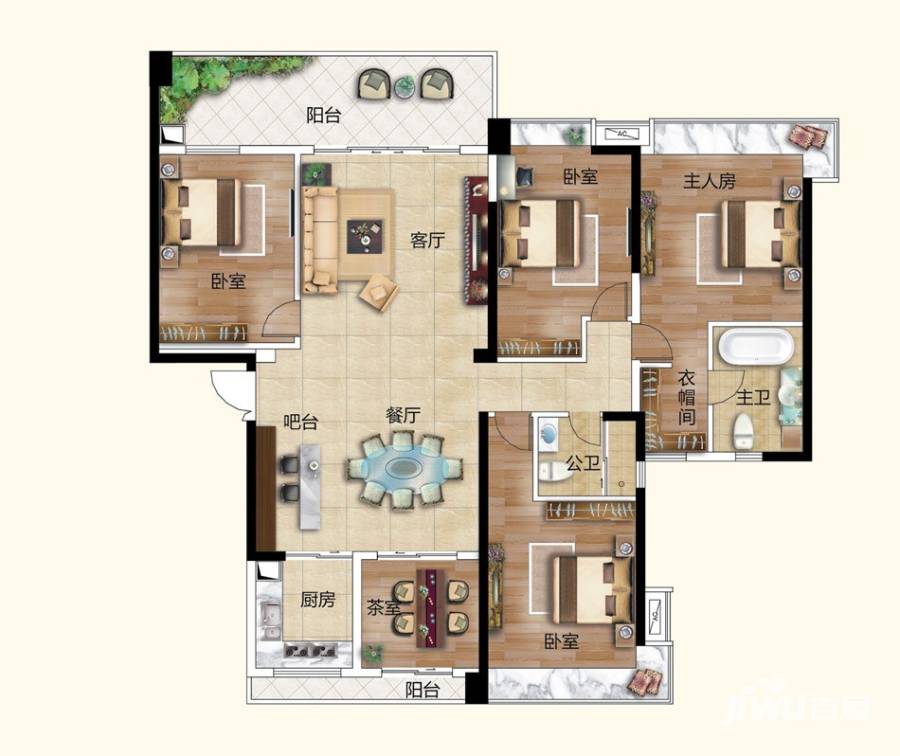 盛南新都4室2厅2卫170㎡户型图