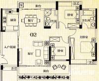 明珠湾3室2厅2卫123.7㎡户型图