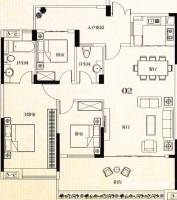 明珠湾3室2厅2卫139.5㎡户型图