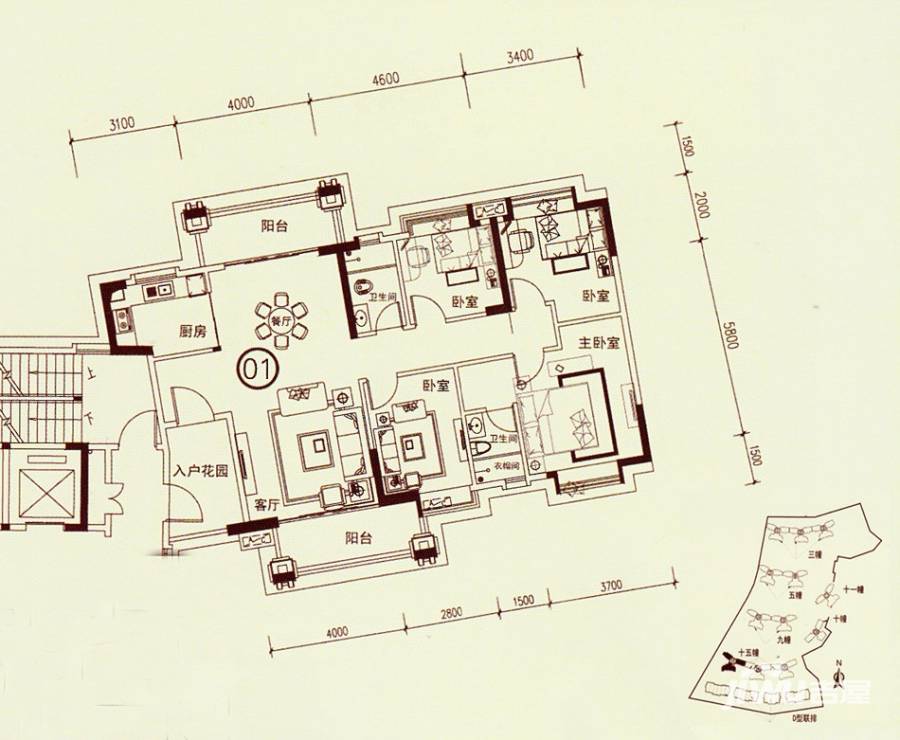 富星半岛4室2厅2卫135㎡户型图