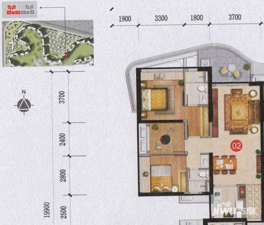 万科水晶城普通住宅95㎡户型图