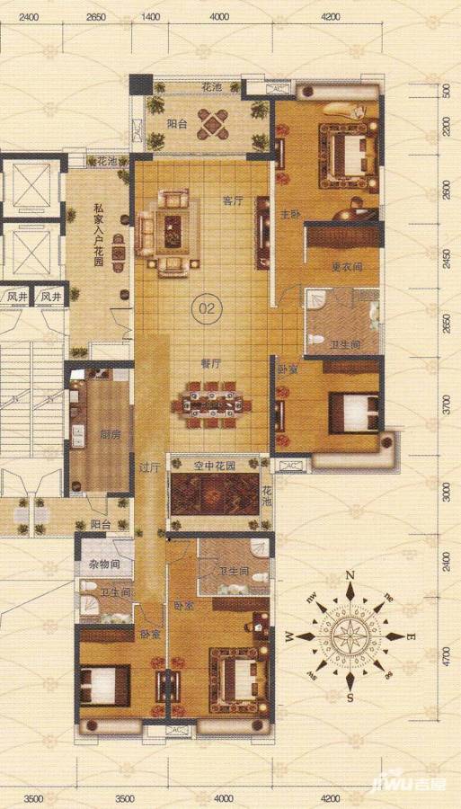 保利德胜湾4室2厅3卫239㎡户型图