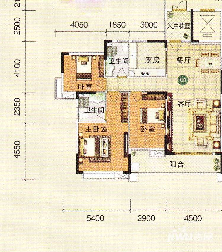 山林水语3室2厅2卫136㎡户型图