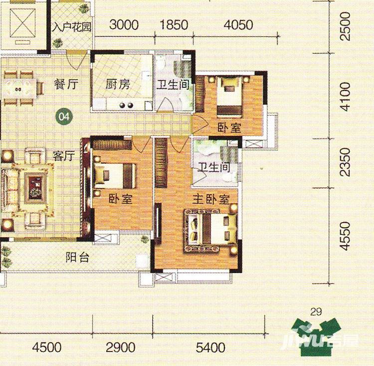 山林水语3室2厅2卫136㎡户型图