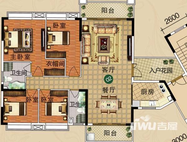 山林水语4室2厅2卫151㎡户型图