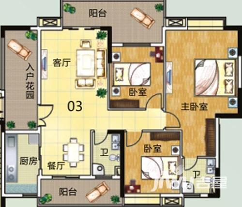 山林水语3室2厅2卫131㎡户型图