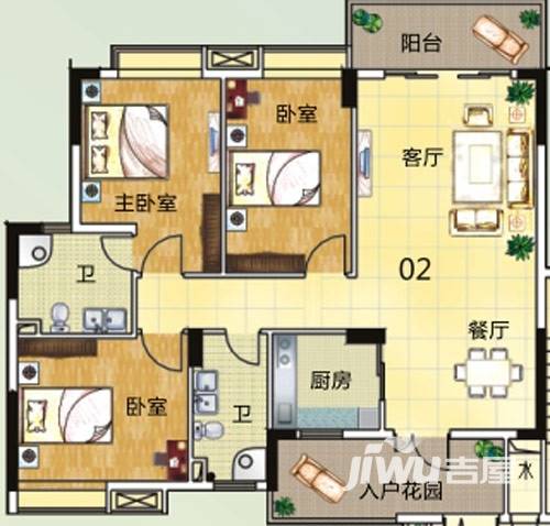 山林水语3室2厅2卫114㎡户型图