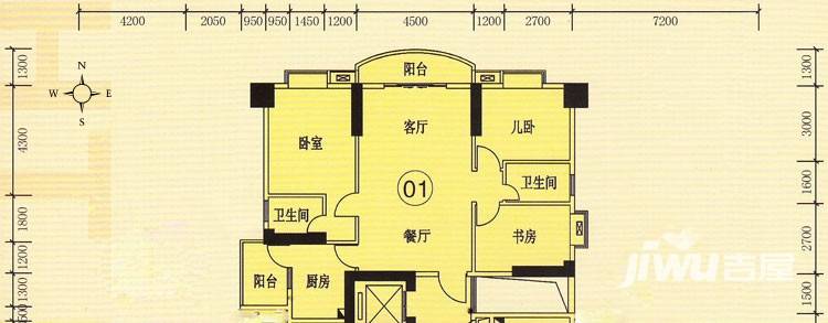 世博嘉园3室2厅2卫108.3㎡户型图