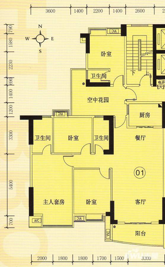 世博嘉园4室2厅3卫136.7㎡户型图