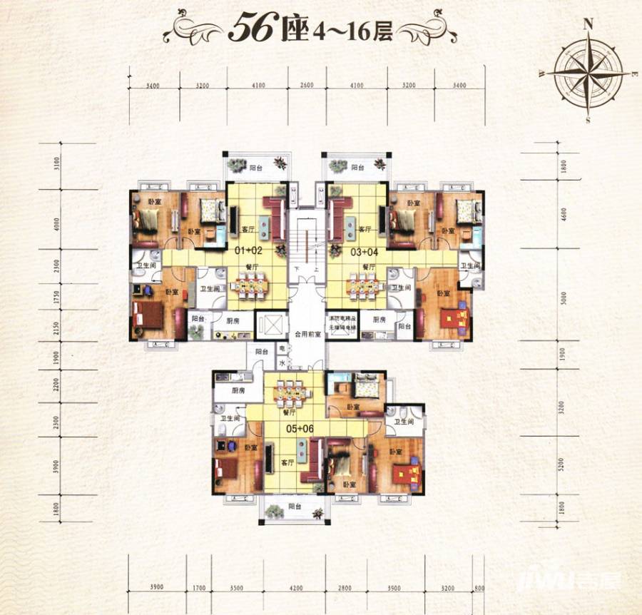 凰樵圣堡3室2厅2卫户型图