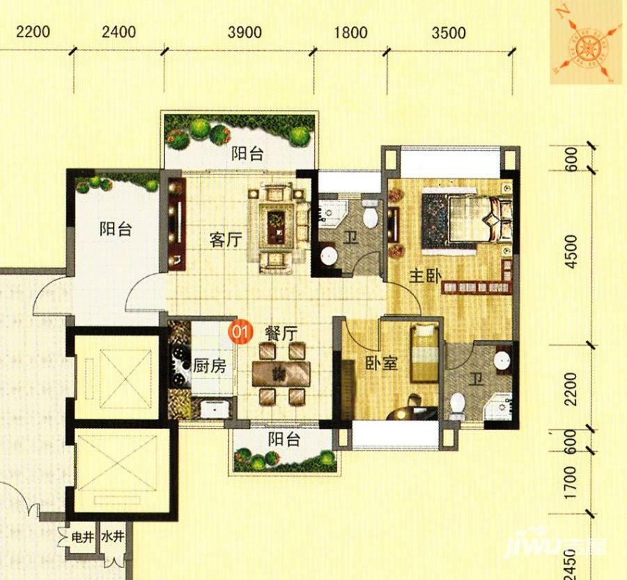 柏悦华府普通住宅86㎡户型图